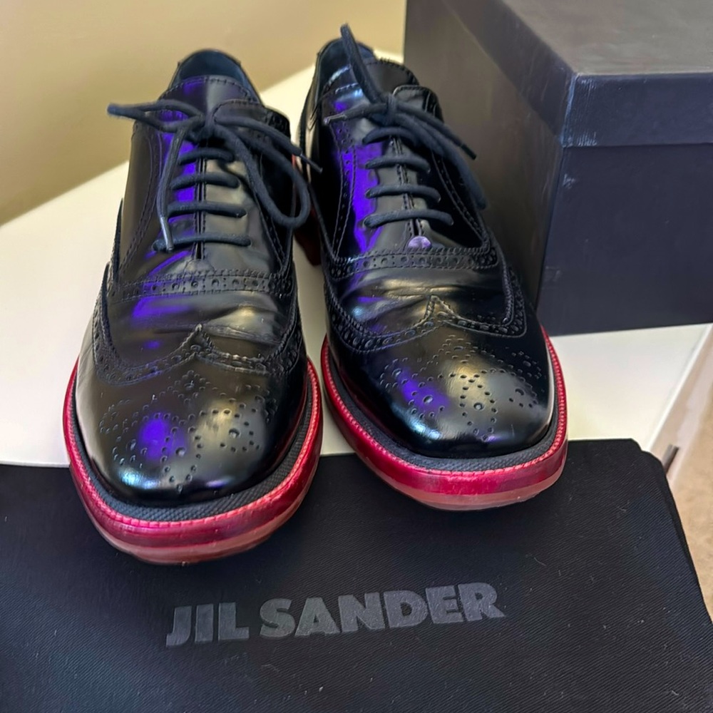 Jil Sander Master Calf Black + Red Soles!  Very cool shoes!